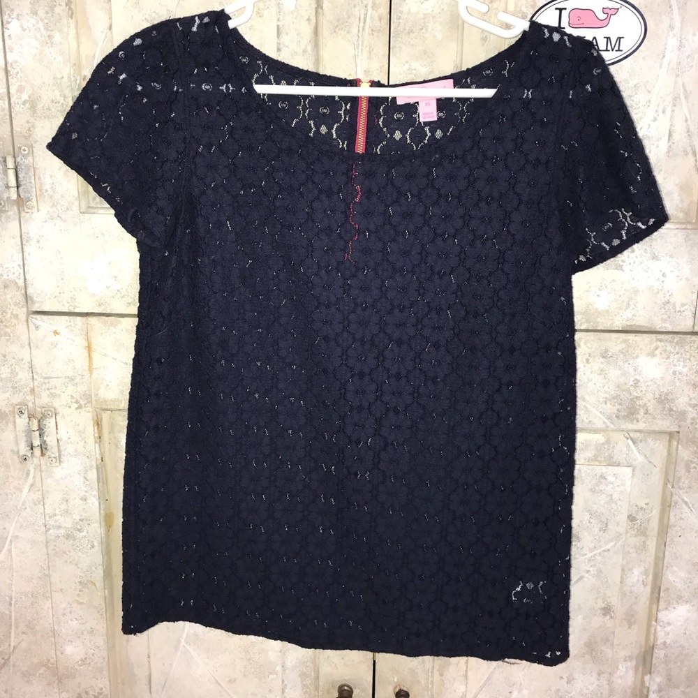 Lilly Pulitzer navy lace top